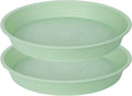 2 Pack of 14 inch Plant Saucers Bird Bath Bow Round, Plastic Plant Saucer Tray for Pots, White Planters for Indoor Plants, Plant Trays for Planter 12-15" (14", Light Green)