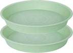2 Pack of 14 inch Plant Saucers Bird Bath Bow Round, Plastic Plant Saucer Tray for Pots, White Planters for Indoor Plants, Plant Trays for Planter 12-15" (14", Light Green)