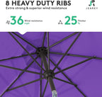 JEAREY 10FT Outdoor Patio Umbrella Outdoor Table Umbrella with Push Button Tilt and Crank, Market Umbrella 8 Sturdy Ribs UV Protection Waterproof for Pool, Garden (Dark Purple)