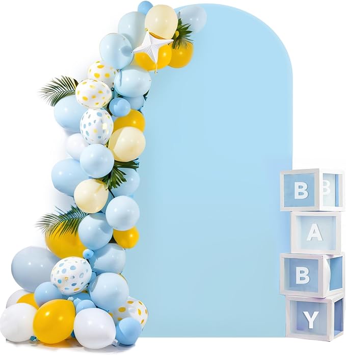 HEMMOTOP 7.2 ft Blue Arch Backdrop Cover (No Arch Stand), Spandex Arch Covers Stretchy Backdrop for Balloon, Wedding, Birthday Party, Baby Shower, Banquet Arch Decoratio