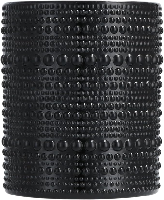 Fortessa Jupiter Beaded Hobnail Glass, 10 Ounce Double Old Fashioned (Set of 6), Obsidian Black