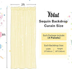 Champagne Sequin Backdrop Curtain 4 Pieces 2FTx8FT Glitter Photography Backdrop for Party Wedding Birthday Christmas Decorations