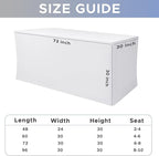Nasitos White Fitted Table Covers Stretch Spandex - 72 x 30 Inch - 4 Pack Rectangle Table Clothes for 6 Ft Folding Tables, Wrinkle Resistant Tablecloths for Parties, Trade Show, Craft Show, Birthday