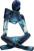 Reading Women Statue, Translucent Blue Resin Thinker Sculptures, Abstract Art Ornament, Modern Aesthetic Figurine Decoration for Home Living Room Bedroom Office Shelf Table Desk Bookshelf Decor