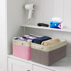 BALEINE 1 Pack Fabric Storage Bins for Shelves, Linen Storage Baskets for Organizing, Decorative Closet Bins for Clothes, Home (Green, 15''x11''x9.5'')