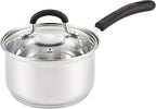 Cook N Home Saucepan Sauce Pot with Lid 3 Quart Stainless Steel, Stay Cool Handle, silver