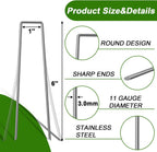 AAGUT Garden Stakes Pins, Landscape Staples 50 Pack 6 Inch 11-Gauge Galvanized Lawn Stake for Dog Fence, Weed Barrier Fabric, Ground Cover, Irrigation Tubing Soaker Hose, Chicken Wire