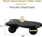 40 Inch Cloud Shaped Coffee Table with 3 Ball Legs for Living Room Black