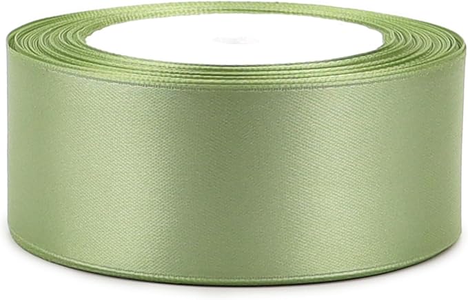 Pale Green Solid Satin Ribbon 1-1/2 Inch 25 Yards Solid Polyester Fabric Ribbon for Gift Wrapping Wedding Christmas Baby Shower Birthday Party Decoration Handmade Immortal Flower Craft