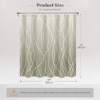 Punkray Striped Ombre Dark Green Polyester Shower Curtain for Bathroom with Hooks, Shower Curtains for Bathroom, Waterproof Bath Accessories Hotel Style - Machine Washable 72 x 72
