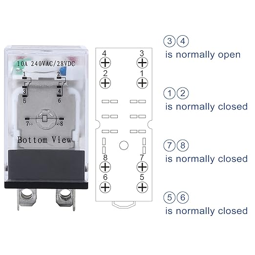 8-Pin 10 AMP 24V DC Relay Coil with Socket Base Electromagnetic Power Relay, DPDT 2NO 2NC - MY2NJ LED Indicator