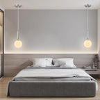 Modern Hanging Light Fixture Pendant Lighting for Kitchen Island Mid Century Chrome Pendant Lights with Globe Milky White Glass Pendant Light for Bedroom Bathroom Entryway (3 Pack)