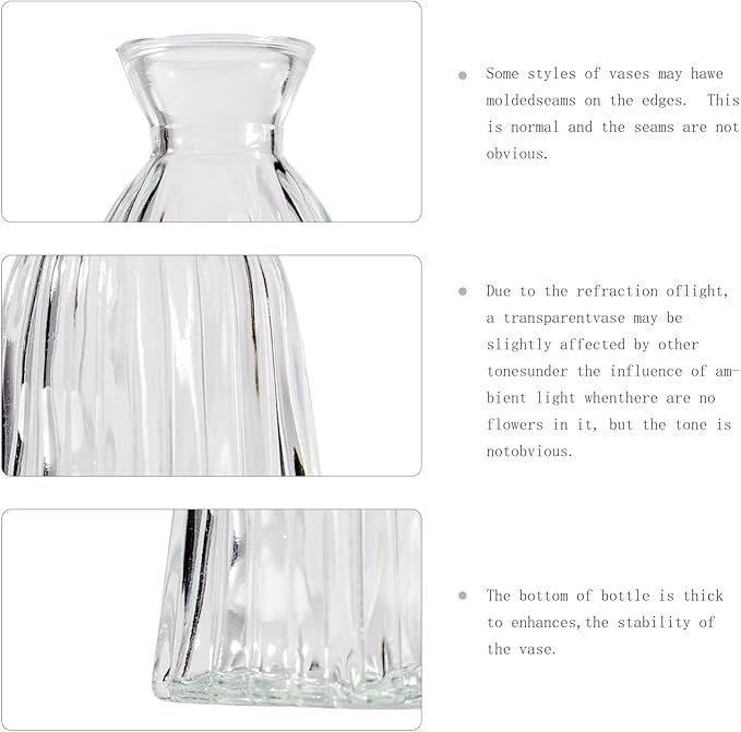16 Pcs Flower Glass Bud Vases, Loose Transparent Flower Bud Vases, Mini Glass Vases, Small Vases, Family Wedding Table Decorations