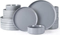 GBHOME Dinnerware Set for 6, 18 Piece Speckled Plates and Bowls Set with Glazed Bottom, Chip & Scratch Resistant Stoneware Plates Sets, Dishwasher & Microwave Safe Dishes, Limestone