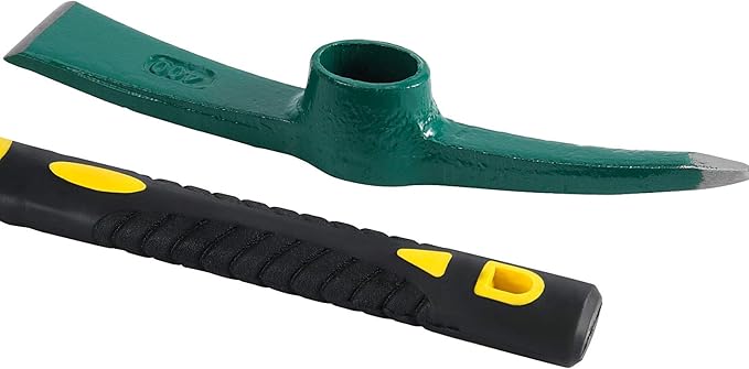 2 PCS Pick Mattock Hoe Heavy Duty, Gardening Hand Pick with 15 Inch Shock Absorption Rubber Handle and Forged Head, Pick Axe Hand Tool for Digging Weeding Prospecting Camping