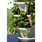 Vertical Garden Planter 4 Tier Stackable System 16 Plants, Space Saving Herb, Strawberry & Food Crop Planter with Center Support Hole for Indoor Outdoor Gardening (4, Stone, Small)