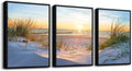 Black Framed Beach Wall Art Set - Blue Seascape Paintings for Living Room, Bedroom & Office - 12"X16" Each