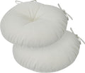Bistro Chair Cushions 15 inch,Set of 2,Tufted Round Chair Cushions with Ties,15"x15"x4",Water Resistant Round Seat Cushion for Barstool Chairs,Patio Garden Kitchen Outdoor Furniture(Cream White)