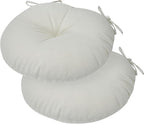 Bistro Chair Cushions 15 inch,Set of 2,Tufted Round Chair Cushions with Ties,15"x15"x4",Water Resistant Round Seat Cushion for Barstool Chairs,Patio Garden Kitchen Outdoor Furniture(Cream White)
