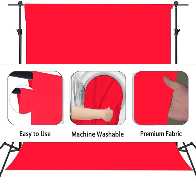 Red Photography Backdrop for Photoshoot, Photo Backdrop Curtain, Red Backdrops for Party Portrait Photoshoots Video Studio 6FTx9FT