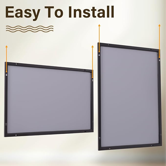 HARRITPURE 24"x36" Framed Bathroom Mirror for Wall Rectangle Mirror Aluminum Alloy Frame Wall-Mounted for Farmhouse Entryway Bedroom Living Room Black