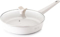 THE ROCK SOHO 9.5-Inch Non Stick Frying Pan with Lid–Nothing Sticks, Never Warps, Lasts Longer, Ceramic Non Toxic Skillet with Heat-Resistant Handle, PTFE PFOA&PFAS Free, Oven & Dishwasher Safe, Cream