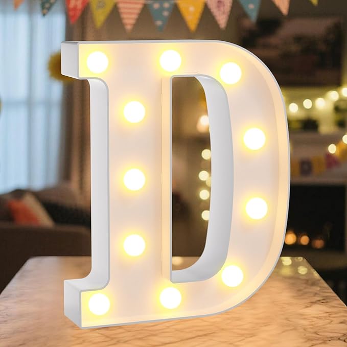 LED Marquee Light Up Letters Sign - Lighted Letters Alphabet for Birthday, Graduation, Bar Wall & Table Party Decor, Wedding Anniversary and Christmas Decorations, Letter D