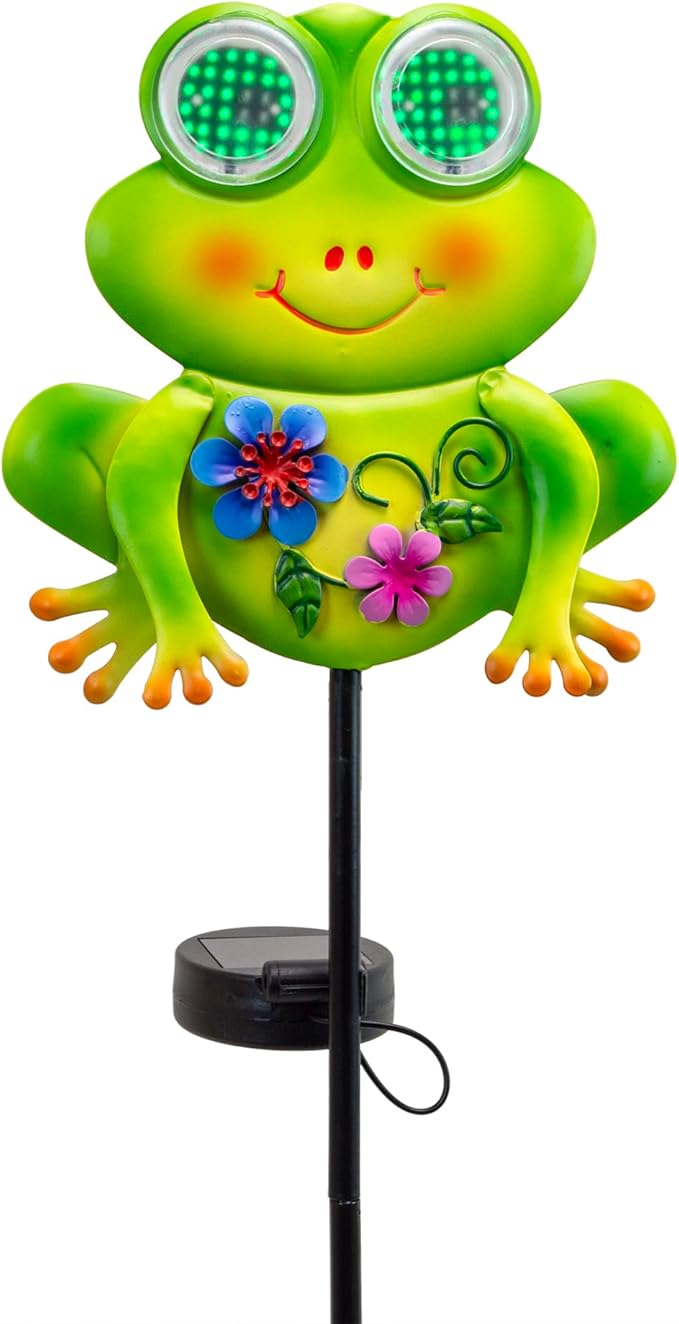Solar Lights Outdoor Frog Garden Statues with Realistic Eye Movement for Outside Patio Front Porch Yard Balcony Lawn Decorations