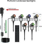 SUNTHIN Outdoor Landscape Lighting with Remote, RGBW Color Changing Spot Uplights, 6 Pack