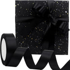 Black Solid Satin Ribbon 1 Inch 25 Yards Solid Polyester Fabric Ribbon for Gift Wrapping Wedding Christmas Baby Shower Birthday Party Decoration Handmade Immortal Flower Craft
