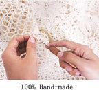 KEPSWET Cotton Handmade Crochet Lace Table Runner Beige Rectangle Coffee Table Dresser Decor (14x48 inch)