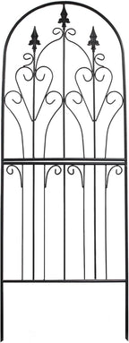 Trellis for Climbing Plants 59" H x 21.7" W Metal Unique Design Decorative Garden Structure Weather-Resistant Lattice Outdoor Decor Flowers Roses Vine Ivy Clematis Black Coating