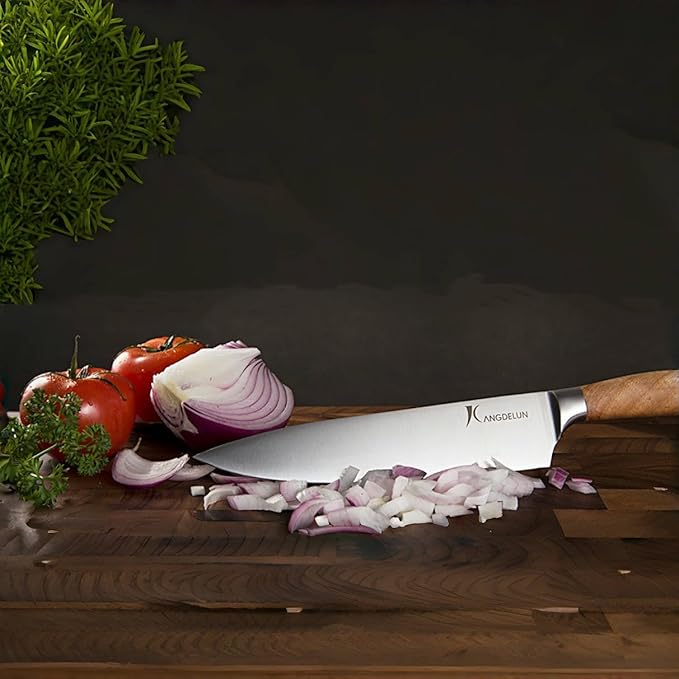 Natura Series 4 PCS Chef Knife Set with Gift Box, Ultra Sharp Kitchen Knives with Natural Wooden Handles