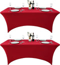 2-Pack 8ft Spandex Table Covers for Rectangle Folding Tables - Washable Elastic Tablecloth - Ultimate Fitted Table Protector for Birthday Parties, Trade Shows, Banquet