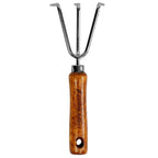 Hand Cultivator Garden Tool 3 Claws - Heavy Duty Japanese Steel with Wood Handle - Manual Small Hand Rake Tiller for Weeding, Digging, Cultivating and Aerating Soil - Made in Japan