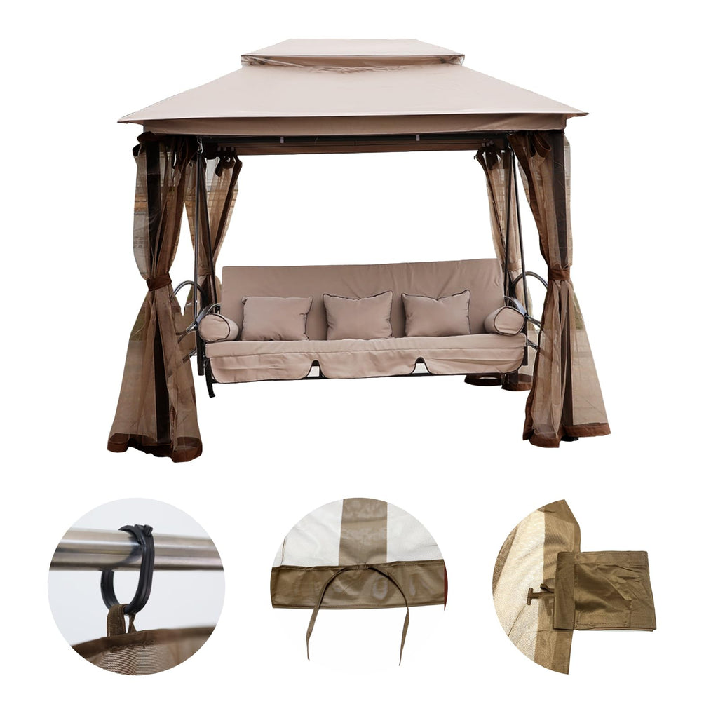 Gazebo Universal Replacement Mosquito Netting,10' x 12' Outdoor Canopy Net Screen 4-Panel Sidewall Curtain, with Zippers，Excluding Gazebo (Brown)