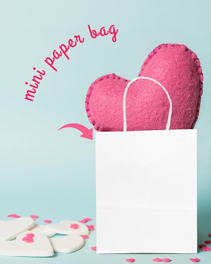 Bakepacker 100 Pcs White Mini Paper Gift Bags with Handles 6"x4.5"x2.5" Party Favor Bags Multiple Uses (Mini size)