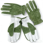 AOUCHI Leather Work Gloves, Heat Thorn Resistant Heavy Duty Safety Gloves