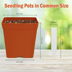 June Fox 100 Pack Red Square Nursery Pots with Drainage Holes 3.3 Inches Flexible Plastic Seedling Pots Square Pots for Plants, Succulent, Flower, with Plant Labels