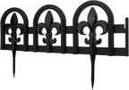 Evelyne Black Garden Border Plastic Edging: Wrought Iron Design - 15pcs Black Yard Landscaping Fence Liner Lawn Edge Barrier - 20ft Kit of Decorative Lawn Landscape Panels Elements