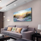 Wapluam Canvas Wall Art For Living Room Wall Decor For Bedroom Blue Sea Beach Scenery Wall Paintings Poster Prints Artwork Office Decorations Ocean Seascape Pictures Modern Room Home Decor 40X20 in