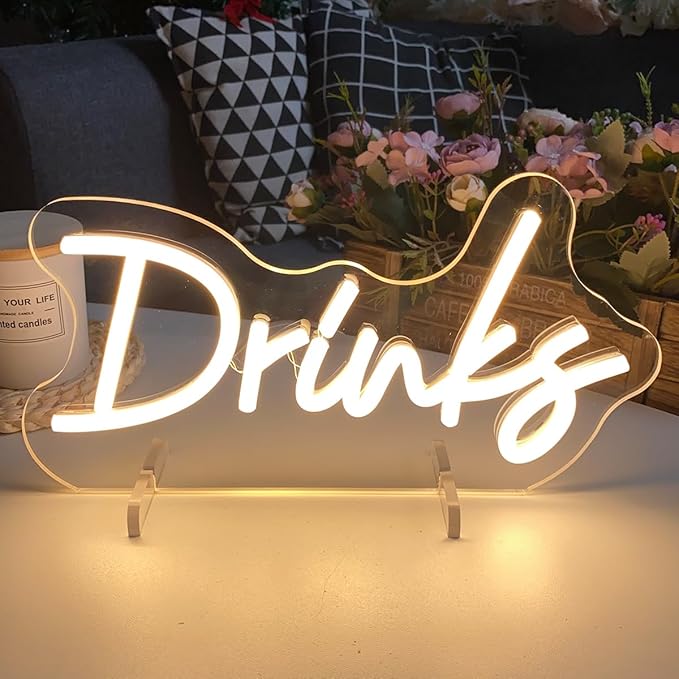 Drinks Table Number Neon Sign Desk Lamp Night Light Wedding Letter LED Neon Sign Wedding Table Decorations Neon Light Shop Bedroom Home Room Decor Christmas Party Warm White USB 30×12.7CM