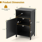 Tangkula Bathroom Storage Cabinet, Freestanding Wooden Single Door Side Floor Organizer with Adjustable Shelf, Small Bathroom Cabinet for Small Spaces, Living Room (Black)