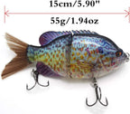 5.9in Multi Jointed Swimbait Fishing Lures Bait,2 Segment Big Giant Sinking Fishing Bass Lures,Crankbaits Swimbaits with Treble Hook