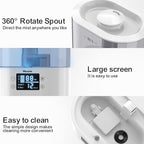 Humidifiers for Bedroom and Home & Baby - 4L Cool Mist Air Humidifiers for Plants, 26db Quiet Top Fill Air Humidifier Lasts Up to 40 Hours, Auto Shut-Off, Super Easy to Fill and Clean