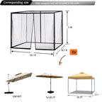 10x10 Mosquito Netting for Patio Canopy Tent/Pop Up Canopy Tent,Double Door Side Screen Easy Installation Black（Only Mosquito Net No Frame） (Around 10x10FT)
