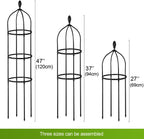 Tower Obelisk Garden Trellis for Climbing Plant,48inch Rustproof Fiberglass Potted Plant Support for Indoor Outdoor Vegetable Fruits Climbing Vines Flowers Stands Comes with 20 Ties (2 Packs)