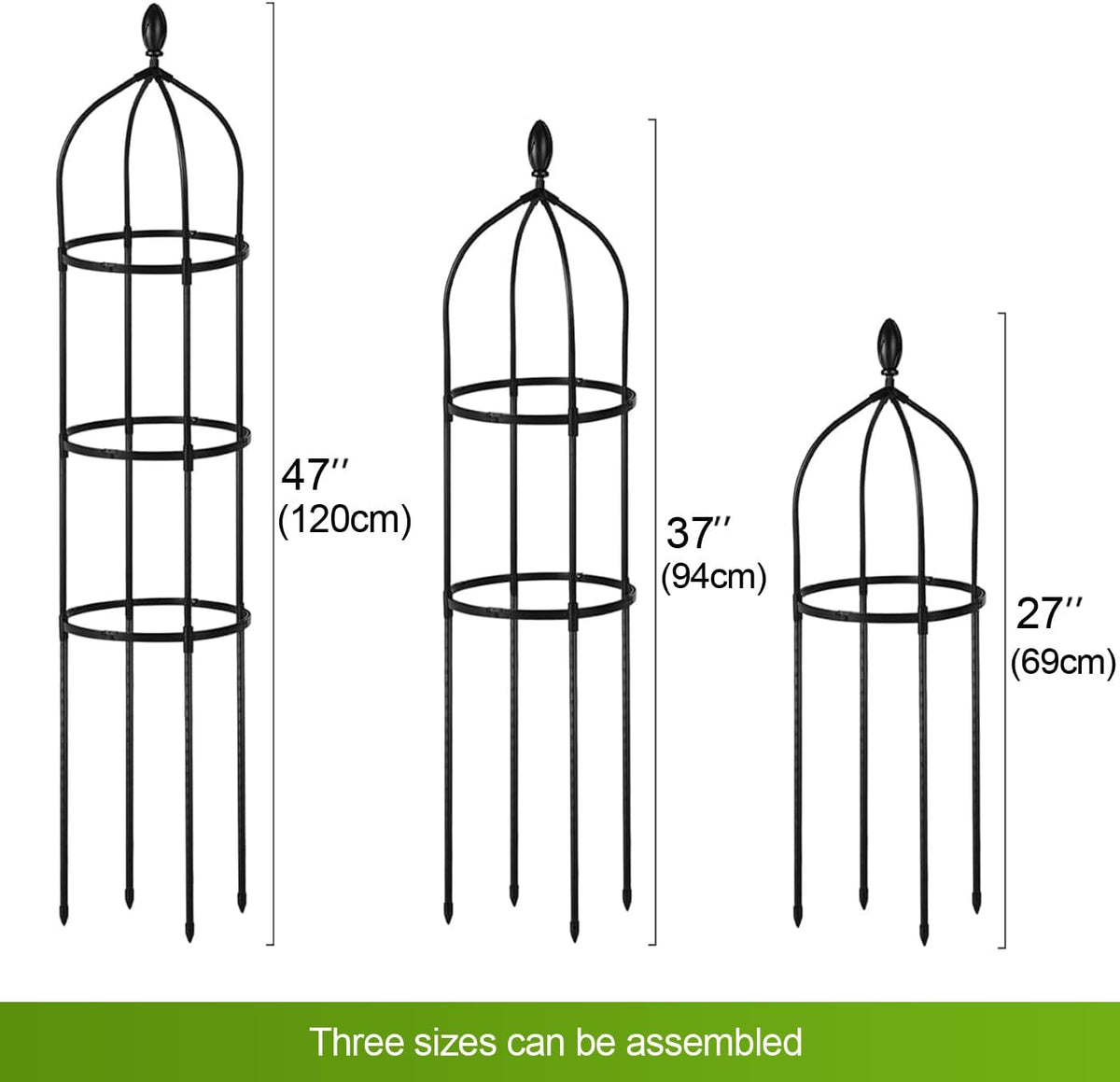 Tower Obelisk Garden Trellis for Climbing Plant,48inch Rustproof Fiberglass Potted Plant Support for Indoor Outdoor Vegetable Fruits Climbing Vines Flowers Stands Comes with 20 Ties (2 Packs)