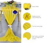 MDS Halloween Chiffon Table Runner - 5 Pack, 29 x 170 Inches, 14ft Each - Sheer Spooky Table Runners for Haunted House Parties, Trick-or-Treat Tables, Witchy Décor, Wedding & Events - Yellow