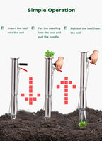 Seedling Transplanting Bulb Planter Tool Long Handle, Vegetable Young Plant Manual Plant Transplanter, Single Handle Stainless Steel Planting Garden Tools for Garden, Greenhouse